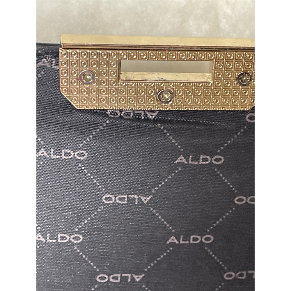 ALDO Crossbody Purse Bag Blue Cream Red Gold Accents Zipper Pocket Buckle July 4 - Picture 11 of 16
